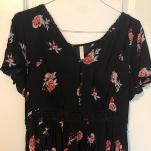 Xhilaration Hi-Lo Rose Printed Romper